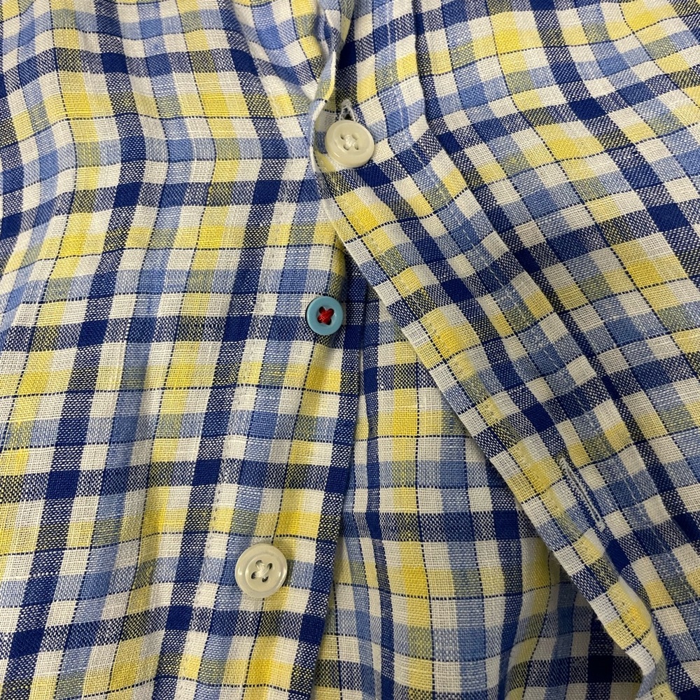 Johnnie-O Check Print Linen Button Down Sport Shi… - image 3